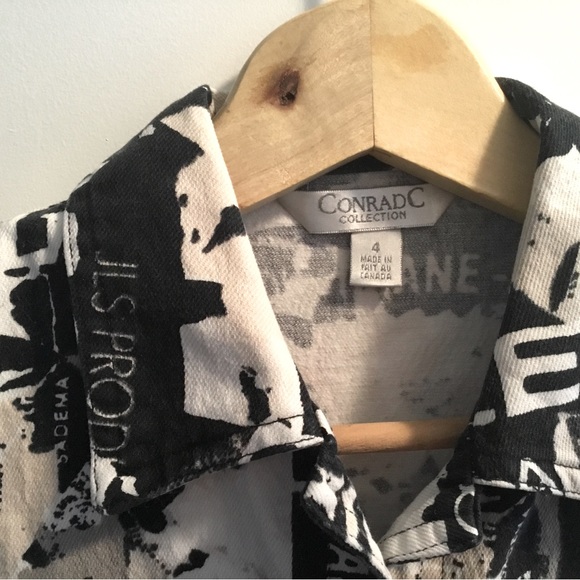 Conrad C Collection Black and white cotton button vest - Picture 3 of 3